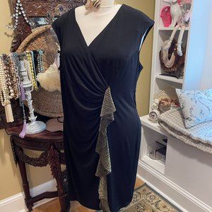 Connected Apparel  NWT 22W Black Gold Accent Dress